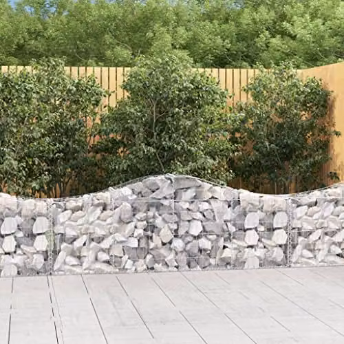 vidaXL 11-piece Arched Gabion Baskets in Silver Galvanised Steel, W/D/H: 200 x 30 x 60/80 cm – 2