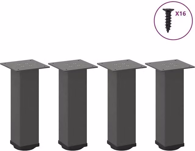 Berkfield Home Steel Coffee Table Legs, 4 Pieces, Anthracite and Black, Height: 30 cm – 1