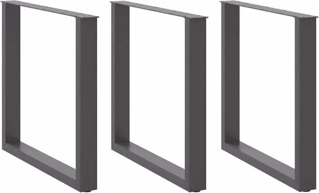 Berkfield Home U-Shaped Coffee Table Legs, 3 Piece Set, Anthracite Grey Steel, H: 72.5 cm x W: 90 cm