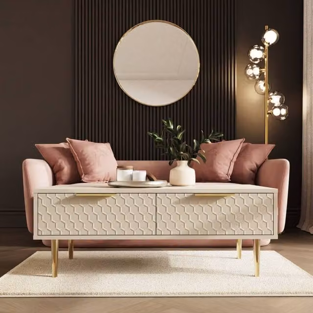 GFW Azariah Modern Geometric Coffee Table in White