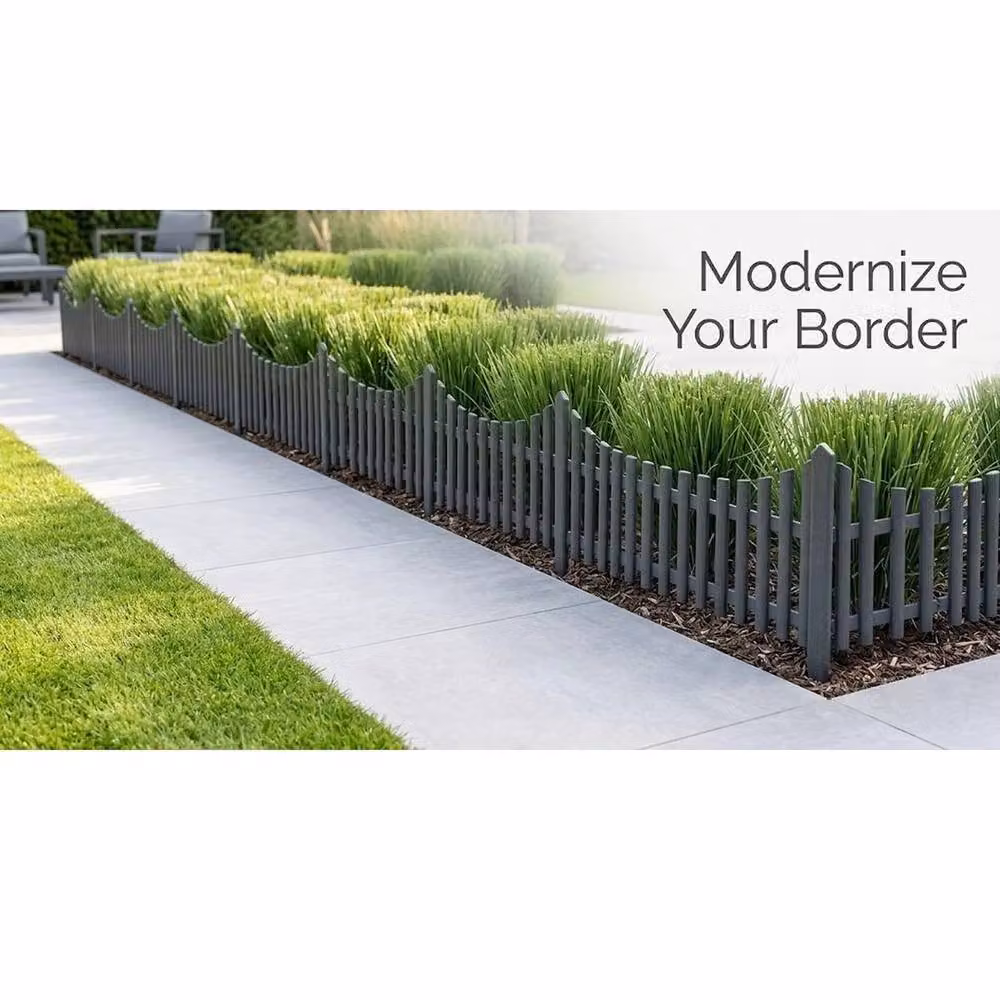 EONLION Black Plastic Lawn Border Edge Fence, 10 Piece Set, Length: 100 cm – 3