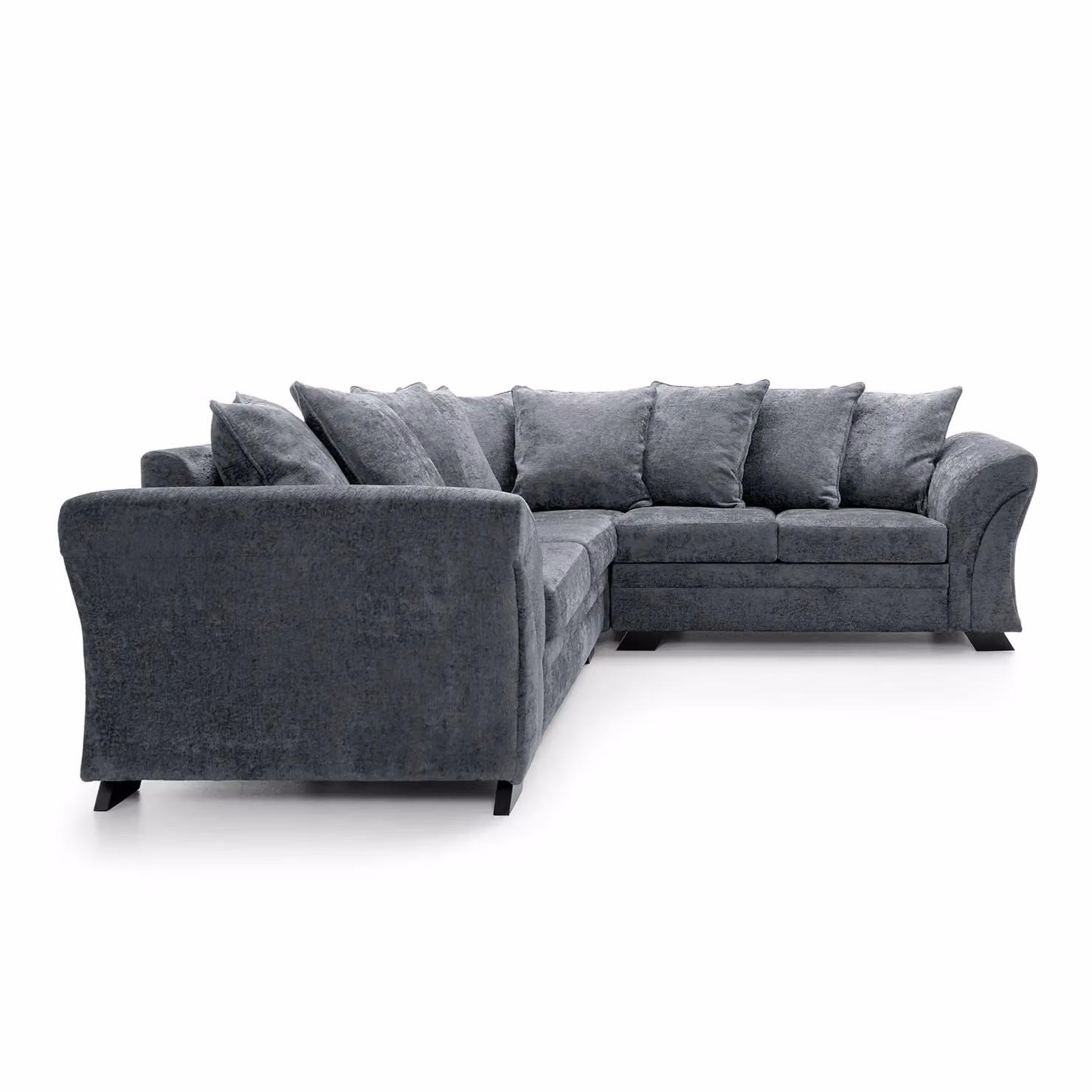 Abakus Direct Farrow L-Shaped Corner Sofa in Dark Grey Crushed Chenille – 2