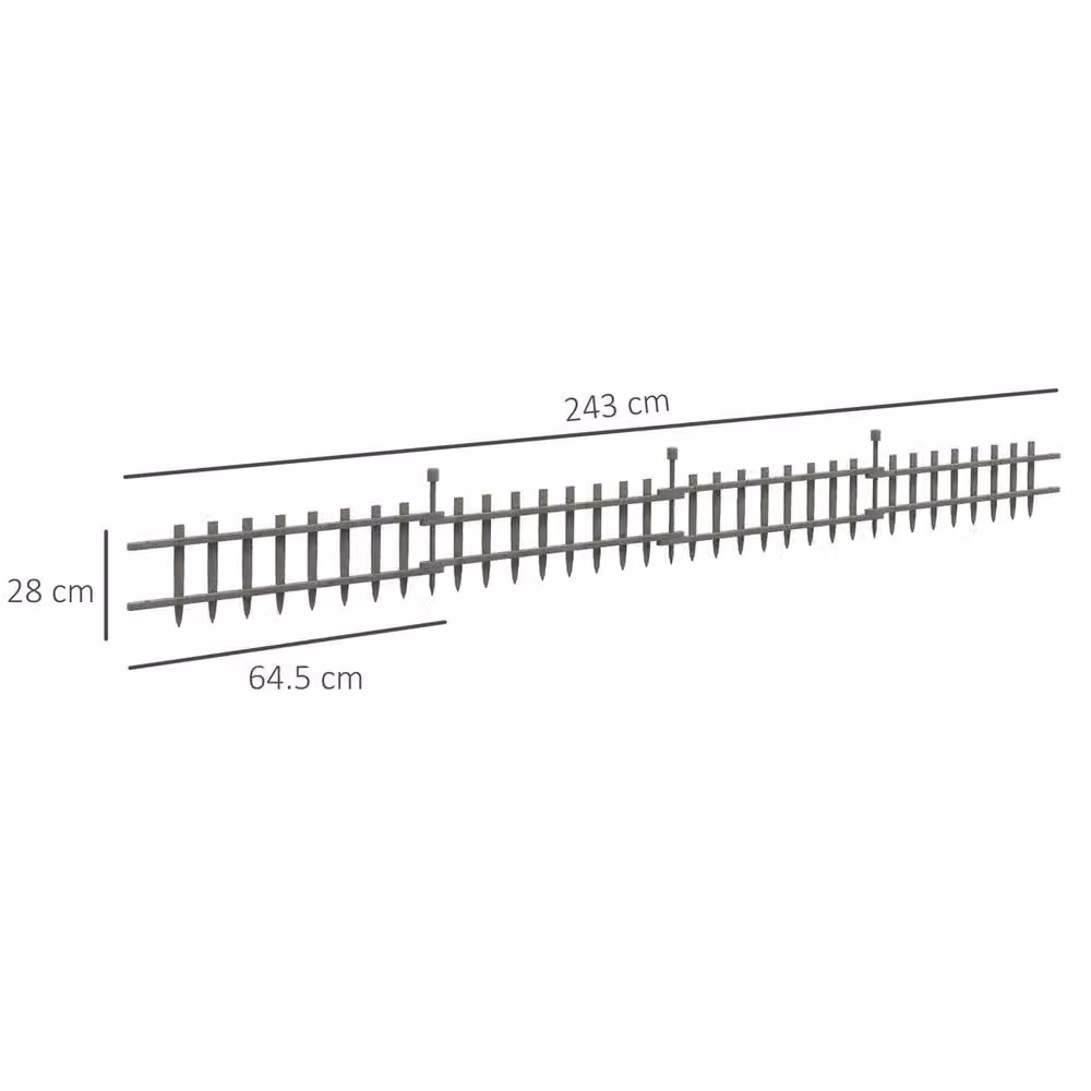 EONLION Glazed Wood Decorative Garden Fencing in Grey, Height: 100 cm – 2