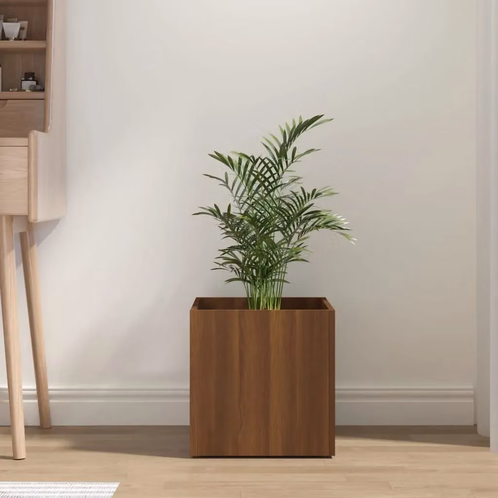 Berkfield Home Brown Oak Engineered Wood Planter Box, W/D/H: 40 x 40 x 40 cm – 3