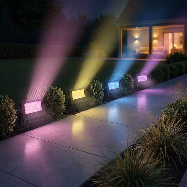 OUTSUNNY 32W LED Outdoor Floodlight with Remote Control and UK Plug, Black