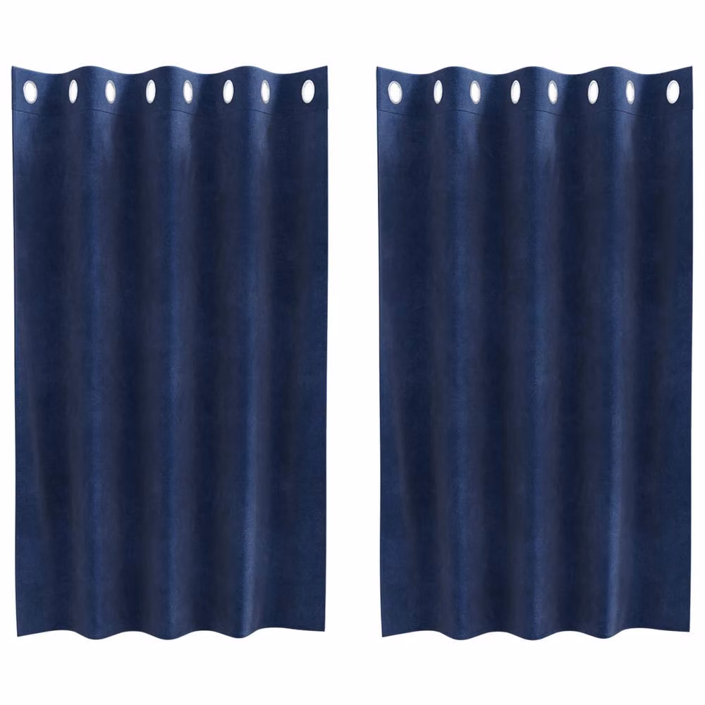 Berkfield Home Dark Blue Velvet Blackout Curtains with Eyelets, 2 Pack – 2