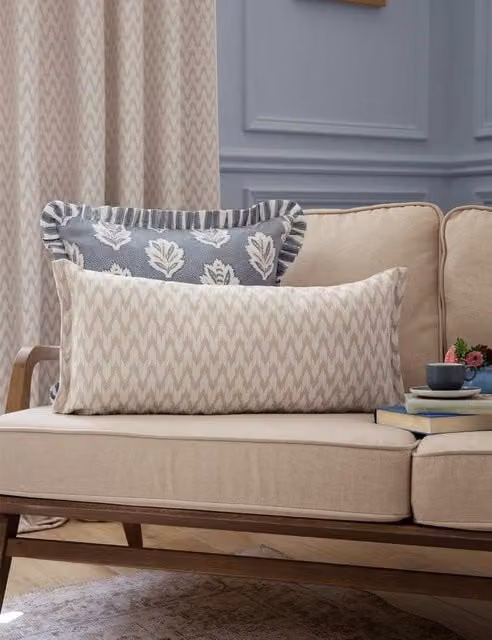 Sanderson Hutton Jacquard Woven Cushion in Natural Sand and Beige Multicolour