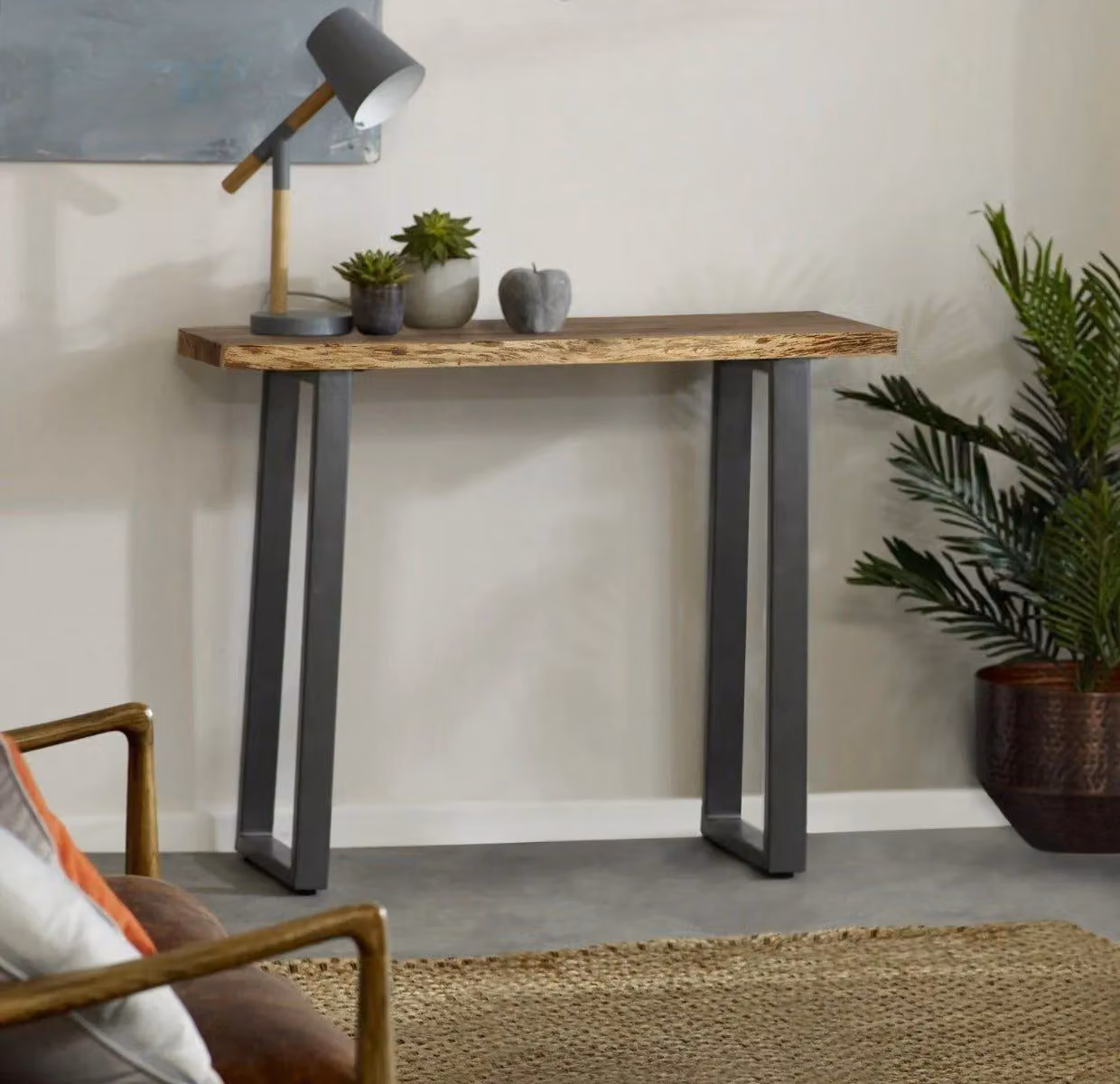 IH Design Wollaston Natural Essential Live Edge Console Table in Brown – 2