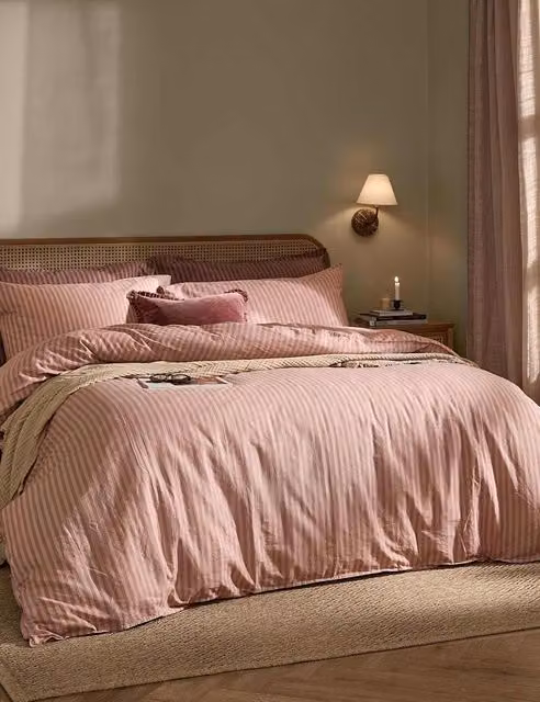 YARD Marlow Striped Pure Cotton Duvet Cover in Brown Mix