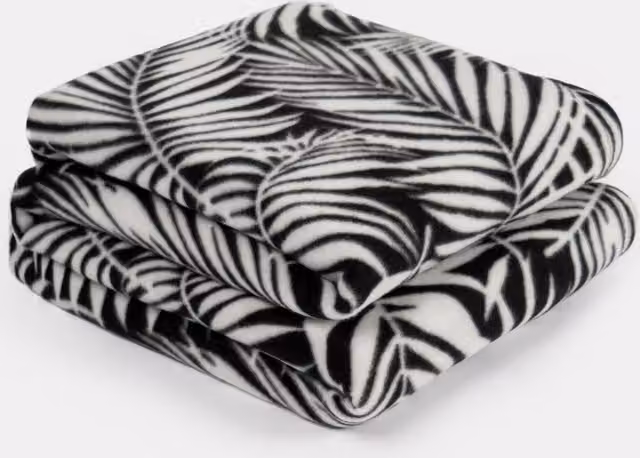 Dreamscene Tropical Leaf Floral Fleece Throw Blanket, Black and Multicolour