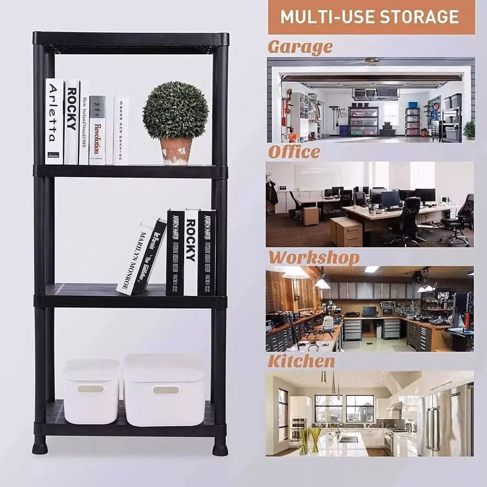 PAWNORA 4 Tier Freestanding Shelving Rack in Black – 4