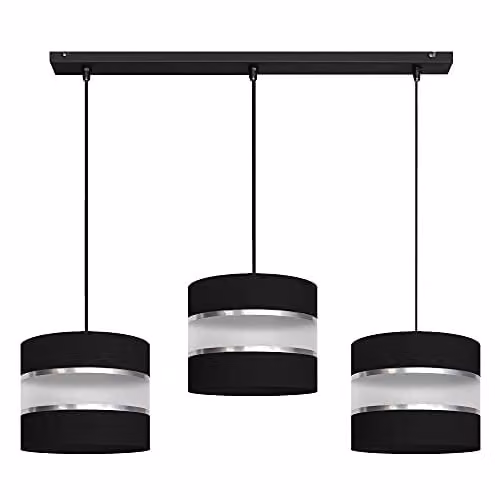 Netlighting Helam Helen Straight Bar Pendant Ceiling Light in Black and Silver, 65 cm – 1