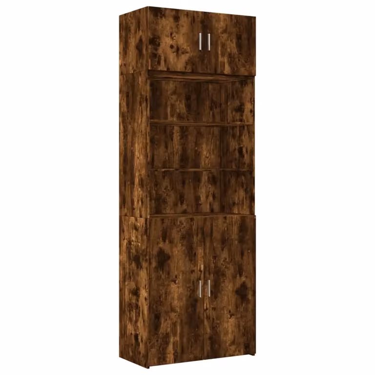 Berkfield Home Freestanding Storage Cabinet in Smoked Oak Brown, W/D/H: 80 x 42.5 x 225 cm