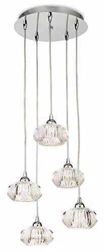 Firstlight Lisbon 5 Light Chrome and Transparent Glass Pendant Light