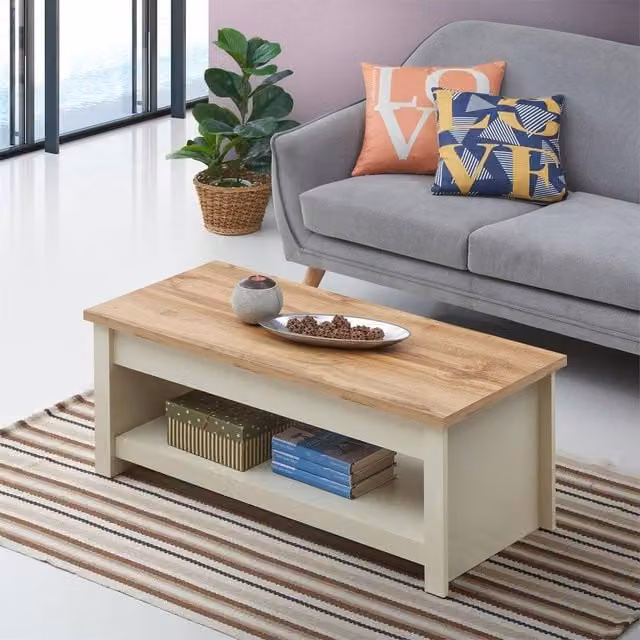Timber Art Design Lisbon Lift Up Coffee Table in Beige