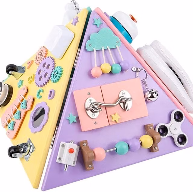 DYZI Montessori Pyramid Board Pink Wooden Motor Skill Activity Toy