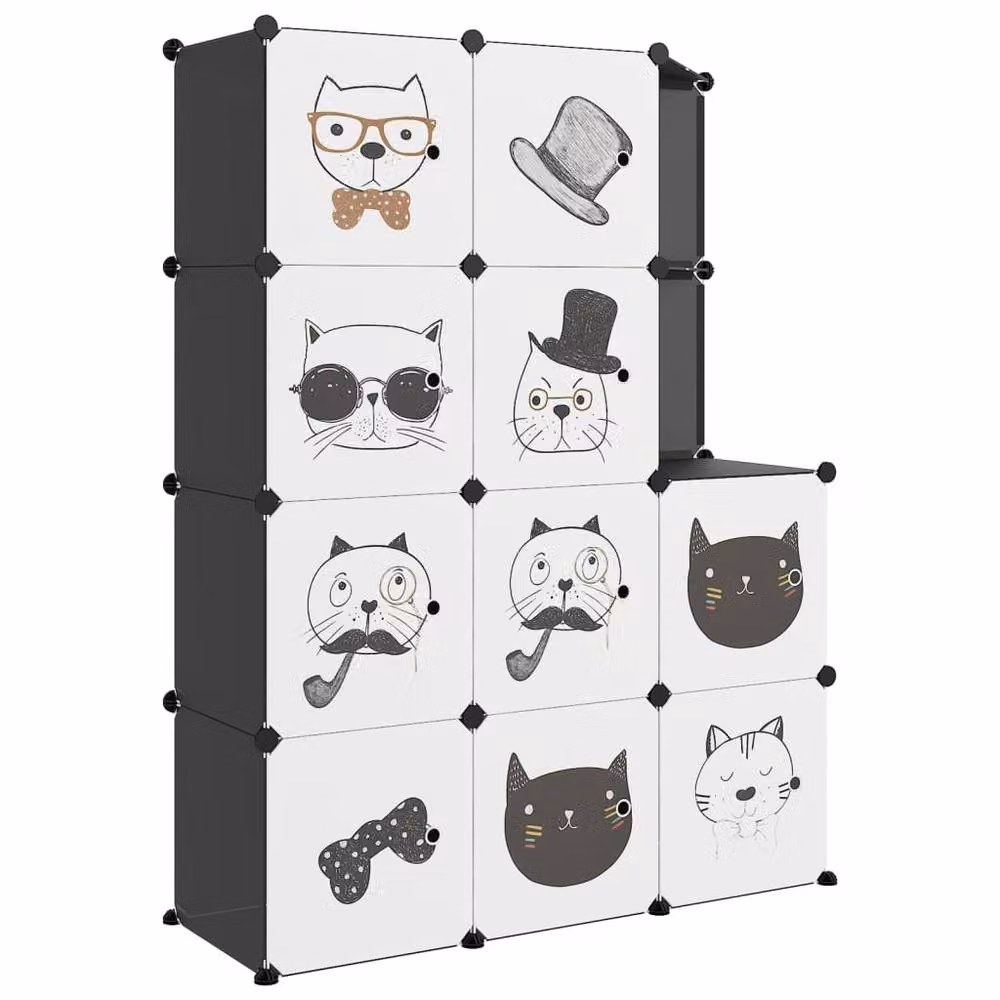 Berkfield Home Practical Cube Storage Cabinet for Children, Black, H 144.0 x W 46.5 x D 46.5 cm – 3