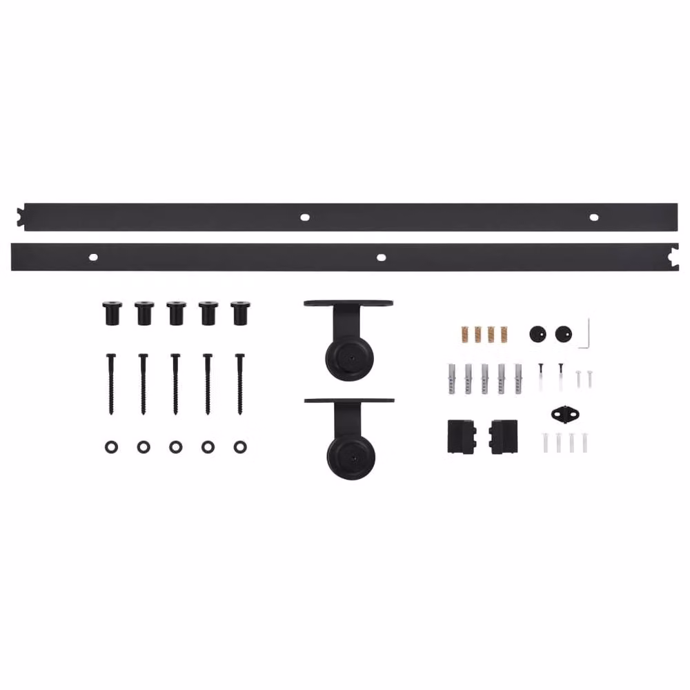 Berkfield Home SKIEN Sliding Door Hardware Kit, Steel, Black, 200 cm – 2