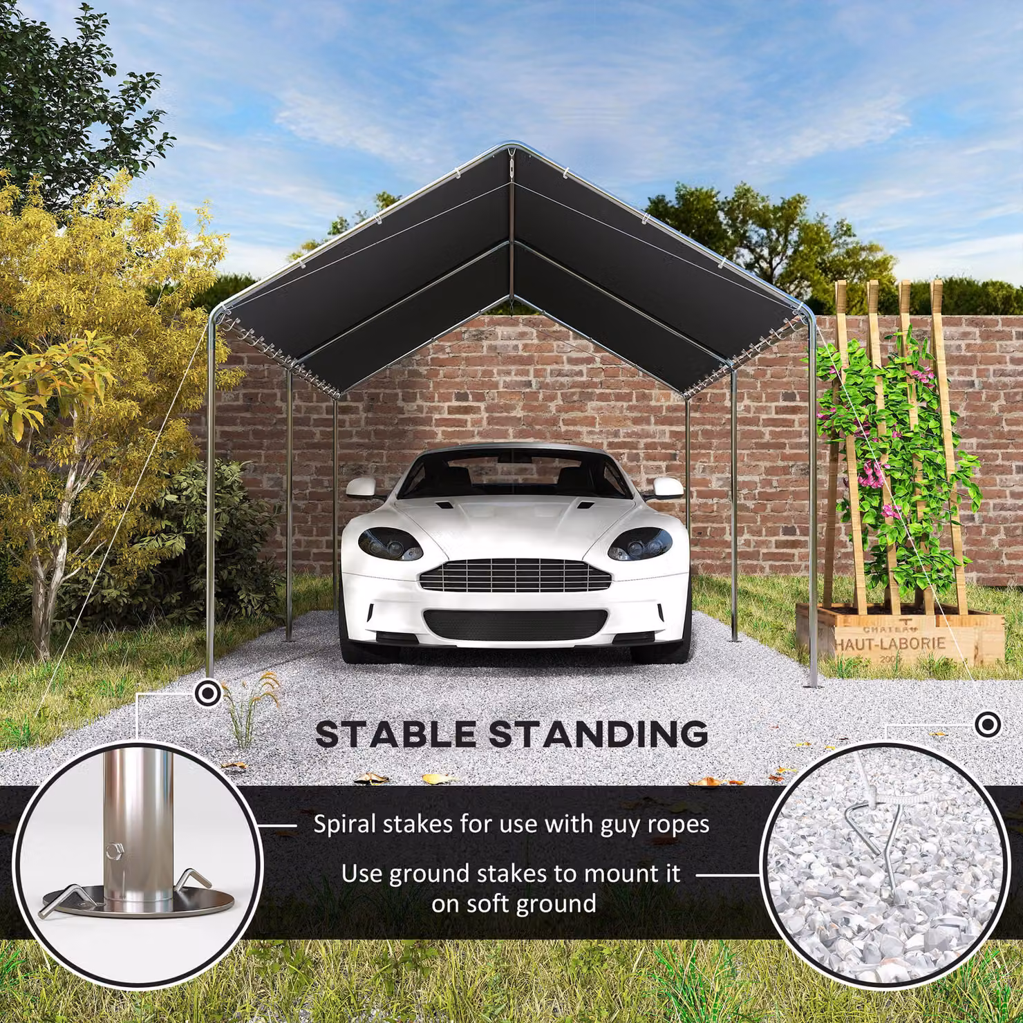 Outsunny Heavy Duty Galvanised Steel Carport Garage Car Shelter in Grey, W: 6 m, D: 3 m, H: 2.6 m – 6