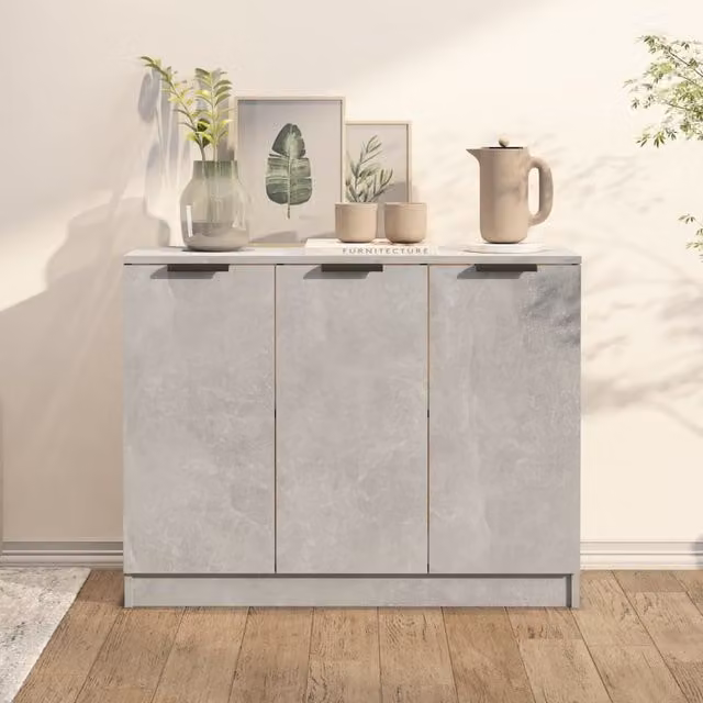 Berkfield Home Modern Sideboard in Concrete Grey, W/D/H: 90.5 x 30 x 70 cm