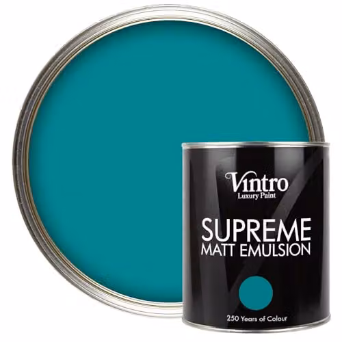 Vintro Luxury Matt Emulsion Petrol Teal Multi Surface Paint for Walls, Ceilings, Wood and Metal, 1L – 1