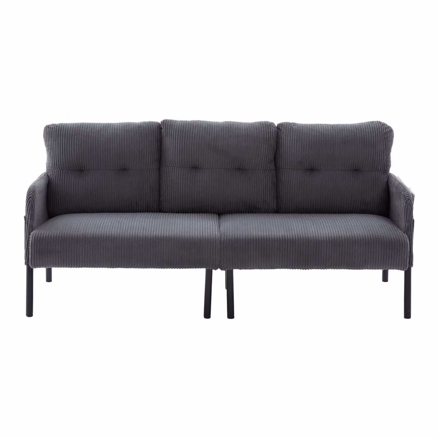 Aosom UK Oversized Two-Seater Upholstered Sofa with USB Charging and Side Storage Pockets, Charcoal Grey, W/D/H: 171 x 72 x 80 cm – 2