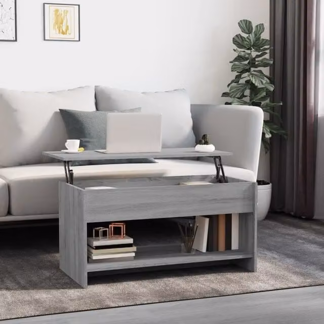 Berkfield Home Grey Sonoma Coffee Table with Lift Mechanism, W: 102 cm, D: 50 cm, H: 52.5 cm – 1
