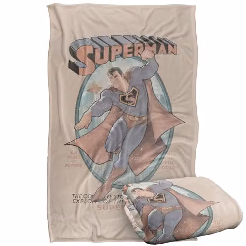 Warner Bros. Superman The Daring Exploits Super Soft Fleece Throw Blanket, Multicolour, W: 91 cm x D: 147 cm