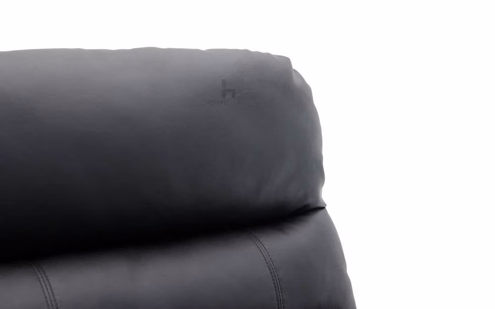 Home Detail Carter 3 Seater L-Shape Sofa in Black Faux Leather with Right-Hand Chaise and Left-Hand Manual Recliner – 5