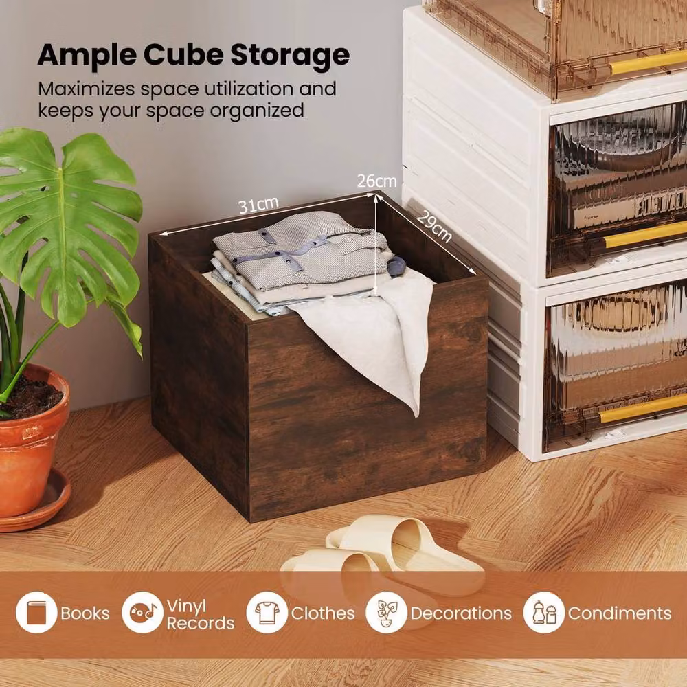 KORVIXA 4 Piece Modular Cube Storage Organizer in Brown – 3