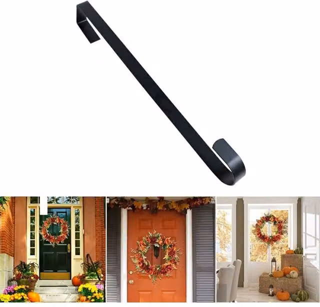 KDMD Black Metal Christmas Door Wreath Hook Hanger, 28 cm – 1