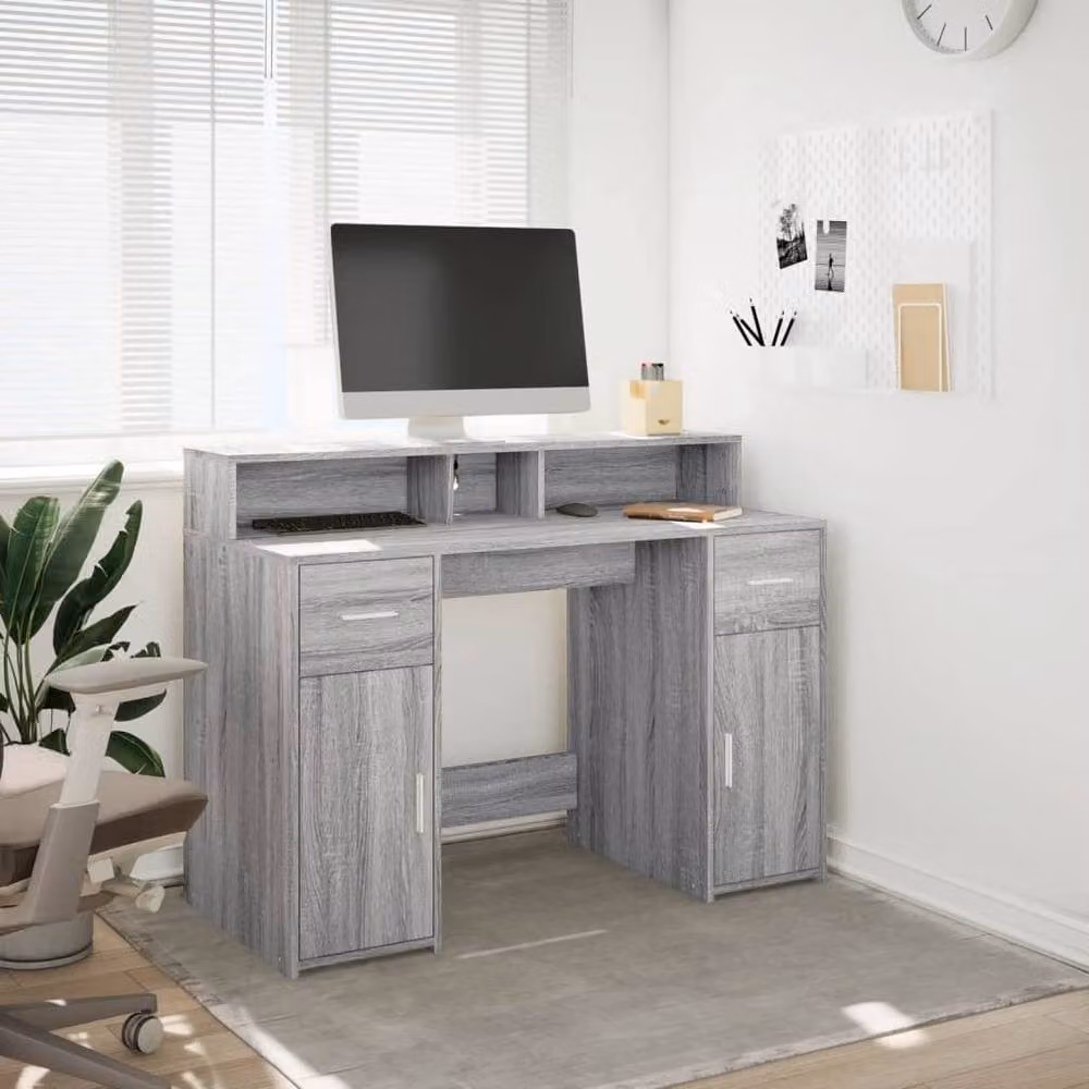 Berkfield Home Gaming Desk with LED Lights in Grey Sonoma, W/D/H: 120 x 55 x 91 cm – 3