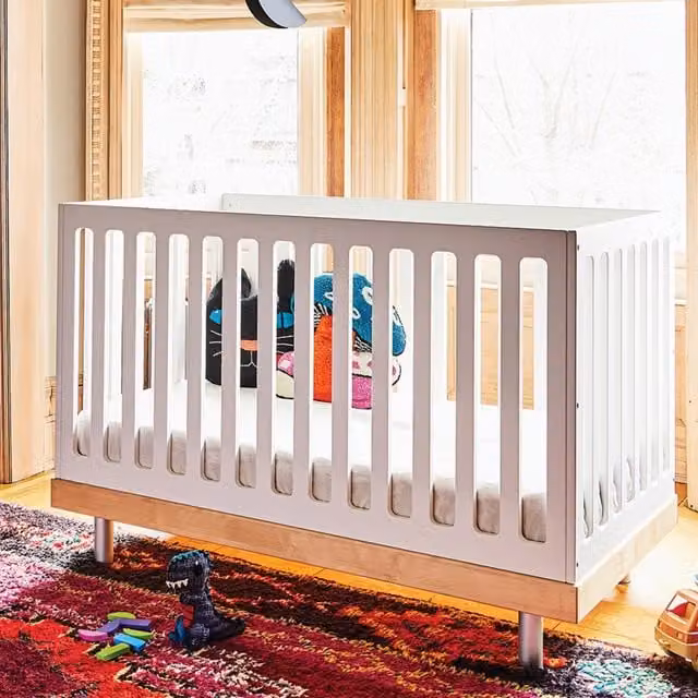 Oeuf NYC Classic Cot Bed in White and Birch Solid Wood