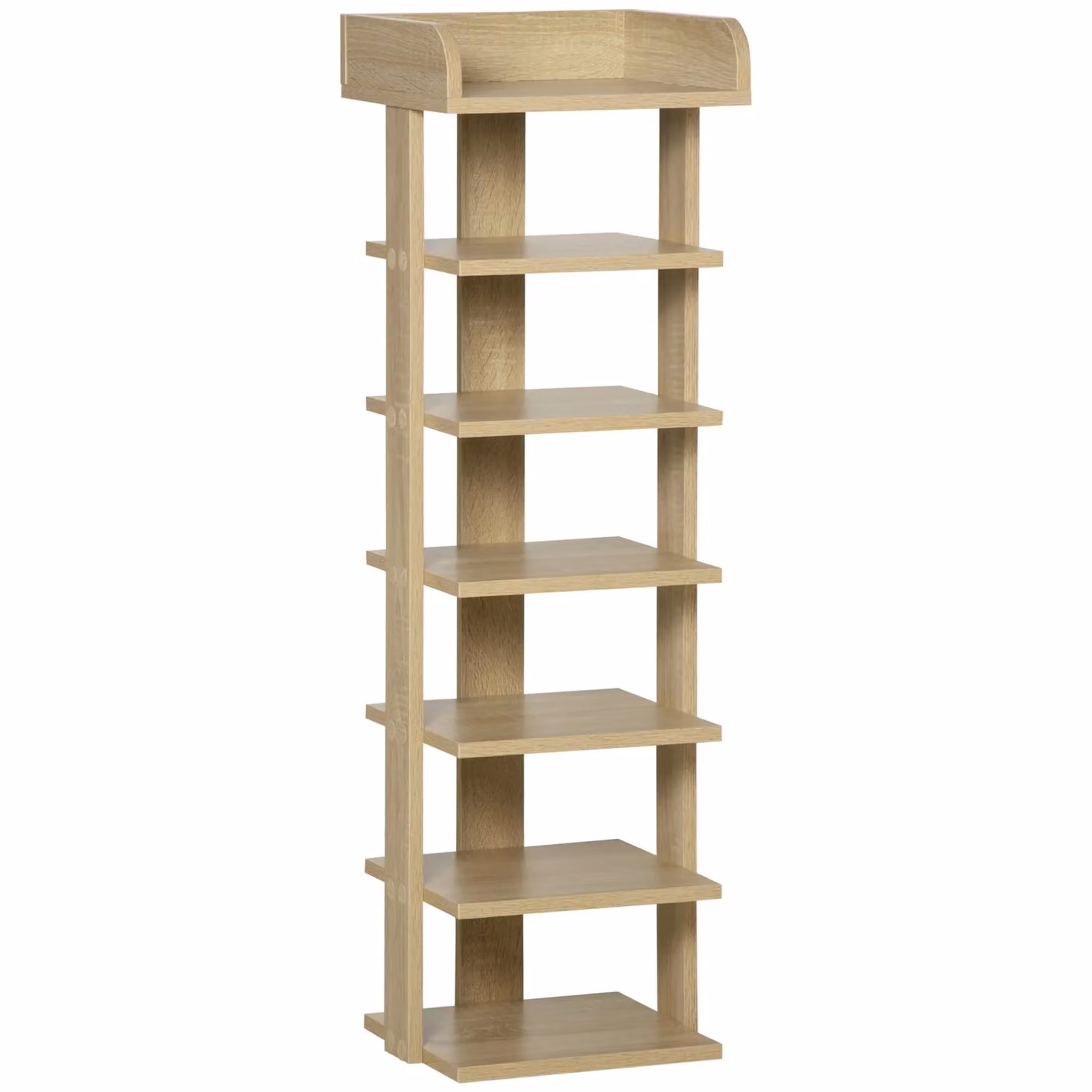 HOMCOM 7 Tier Wooden Shoe Rack Organizer and Storage Shelf in Brown – 2