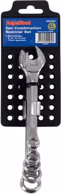 SupaTool 5 Piece Combination Metric Spanner Set in Silver