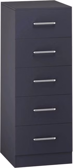 FORGEVIO Modern Dark Grey Narrow 5 Drawer Chest for Bedroom Storage