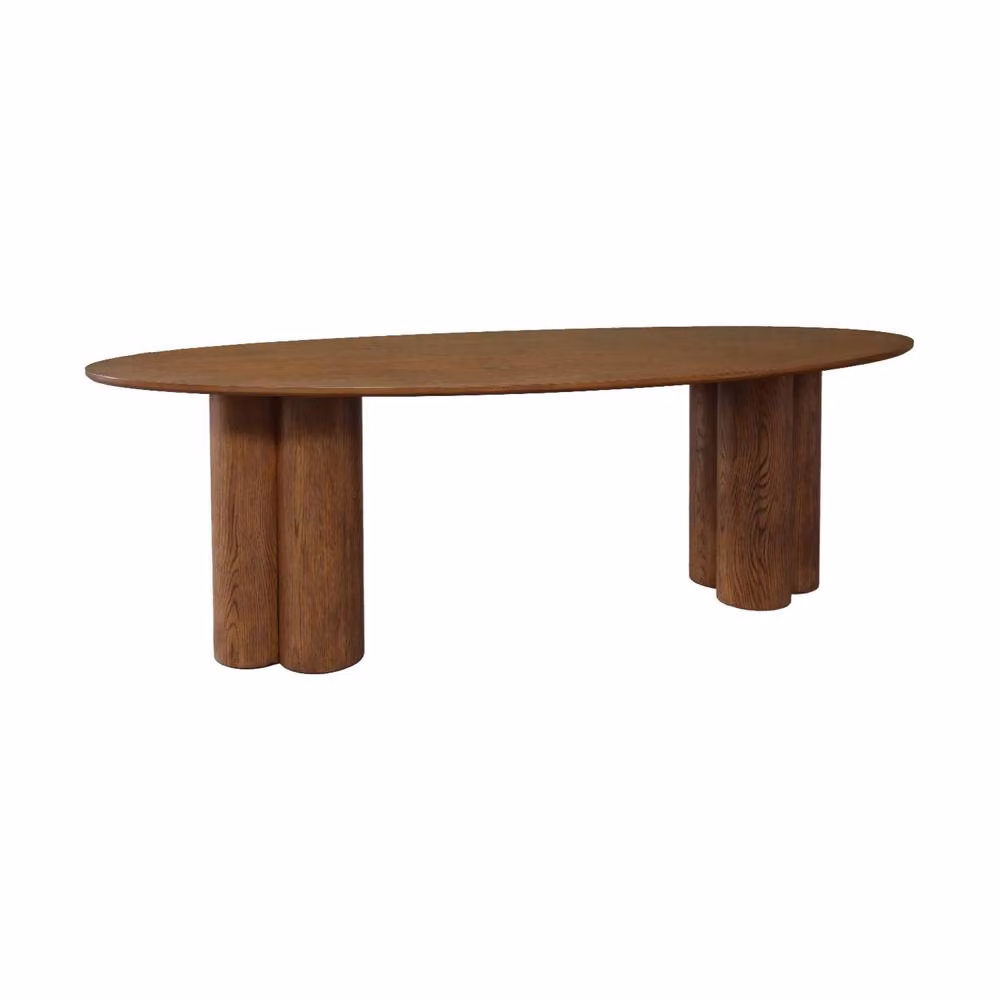 Sweekeek 8-Seater Oval Dining Table in Dark Brown, Rubberwood and Oak Veneer – 2