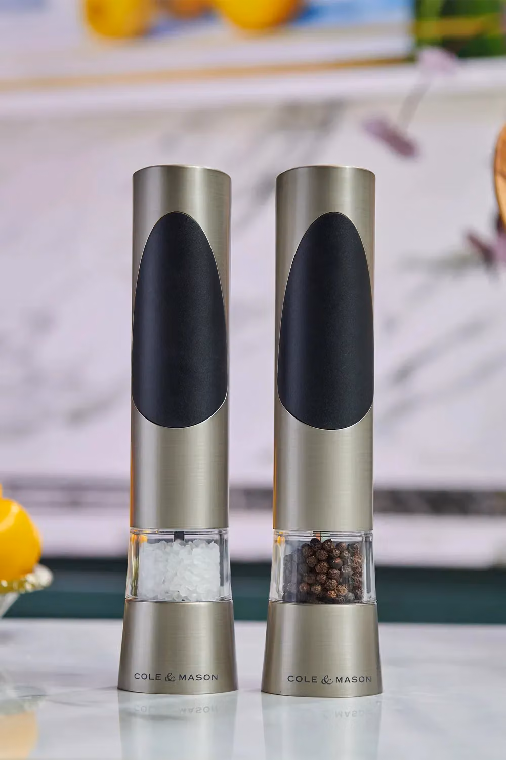Cole & Mason Richmond 2 in 1 Electric Salt and Pepper Mill, Silver and Black, Height: 21.5 cm – 2