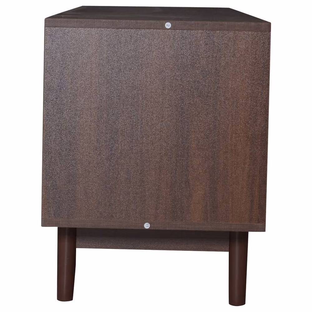 Merax Walnut TV Stand Media Unit with Rattan Sliding Doors and Drawers, Brown, W: 190 cm, D: 40 cm, H: 52 cm – 7