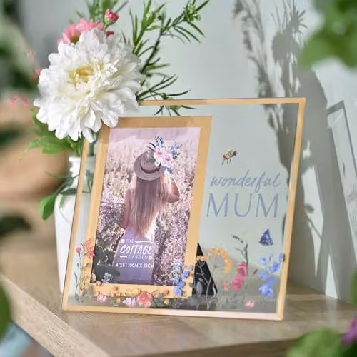 Widdop and Co The Cottage Garden Floral Glass Picture Frame, Gold, W/H: 10 x 15 cm – 2