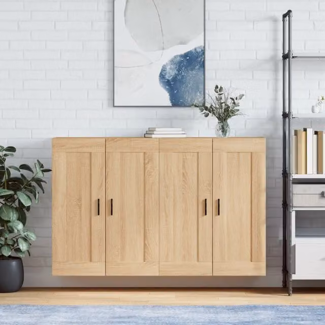 Berkfield Home Set of 2 Wall Mounted Cabinets in Sonoma Oak Brown