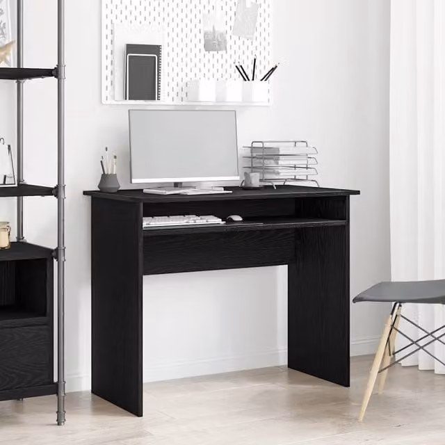Berkfield Modern Computer Desk in Black Oak, W/D/H: 90 x 50 x 74 cm – 1