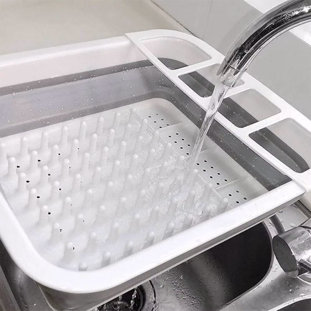 FORGEVIO Large Grey Collapsible Dish Drainer and Folding Draining Rack with Cutlery Holder – 2