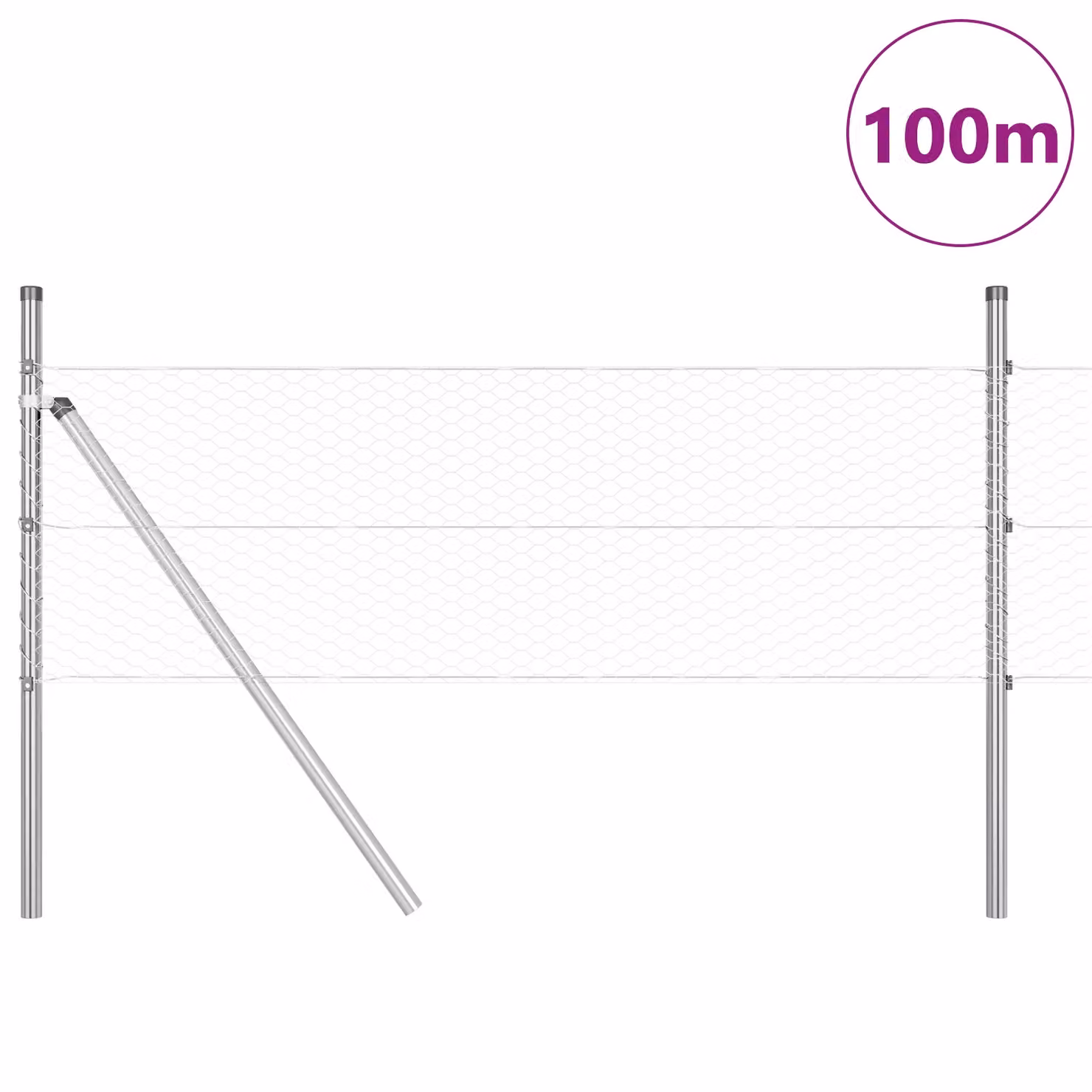 Berkfield Home Hexagon Fence in Silver Galvanised Steel, W: 0.4 m, L: 100 m – 1
