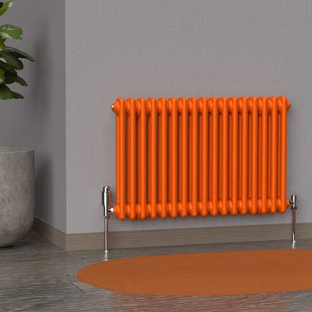 Lux Heat Horizontal 2 Column Steel Radiator in Orange, W: 50.0 cm, H: 78.5 cm