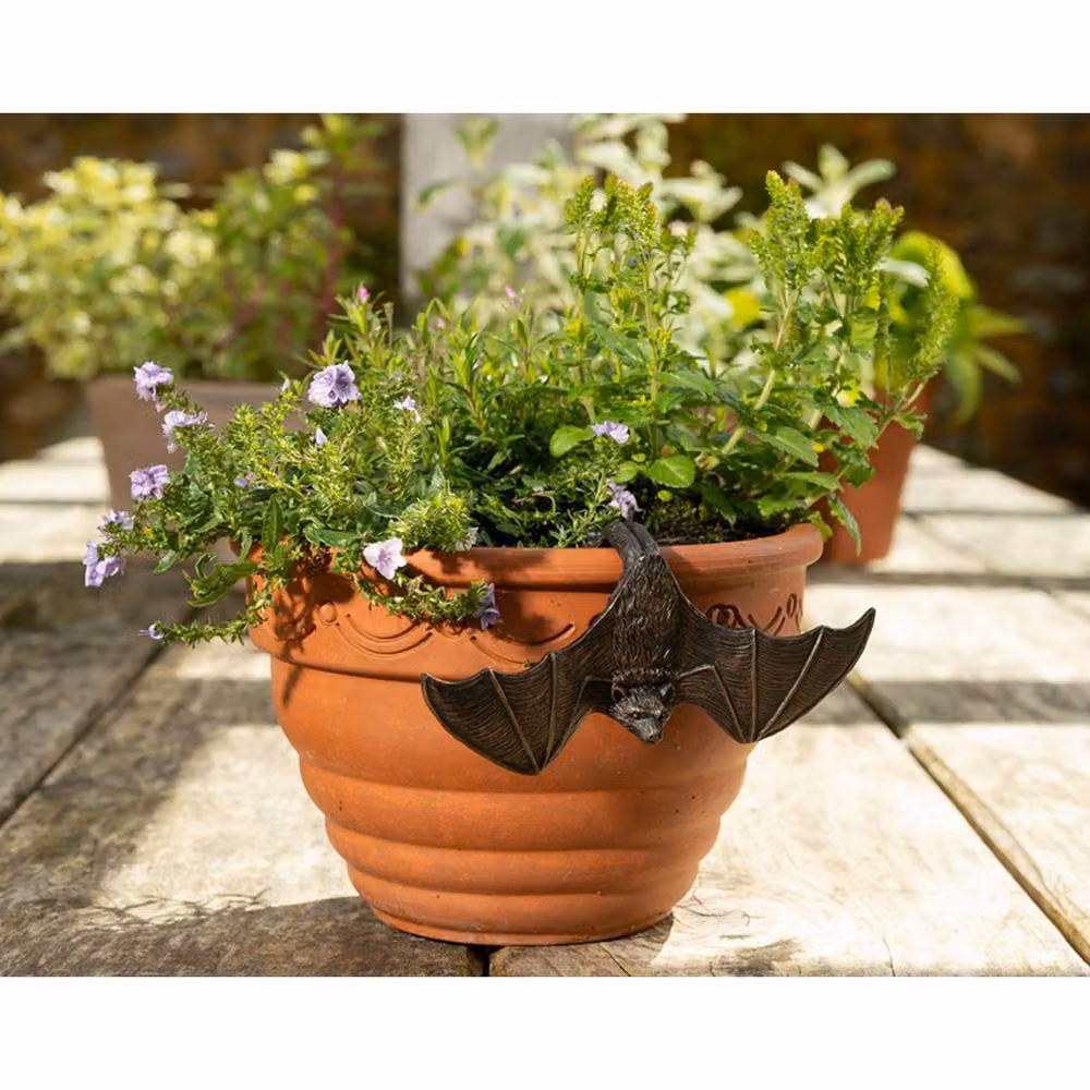 Jardinopia Antique Bronze Coloured Bat Buddy Pot Hanger, W: 7 cm, D: 15.5 cm, H: 3.5 cm – 3