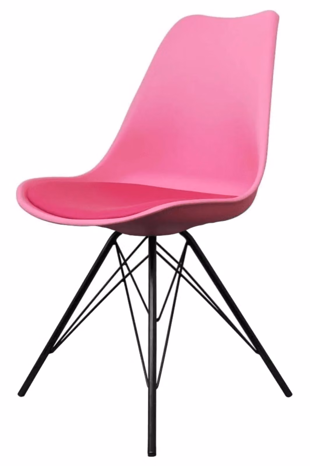 Fusion Living Soho Plastic Dining Chair with Black Metal Legs in Bright Pink – 2