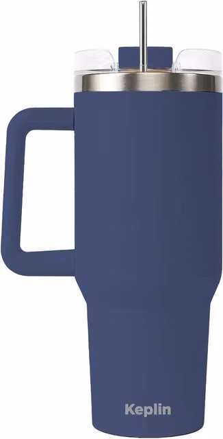 Keplin 40 oz Navy Blue Thermal Tumbler with Handle, Straw and Lid – 1