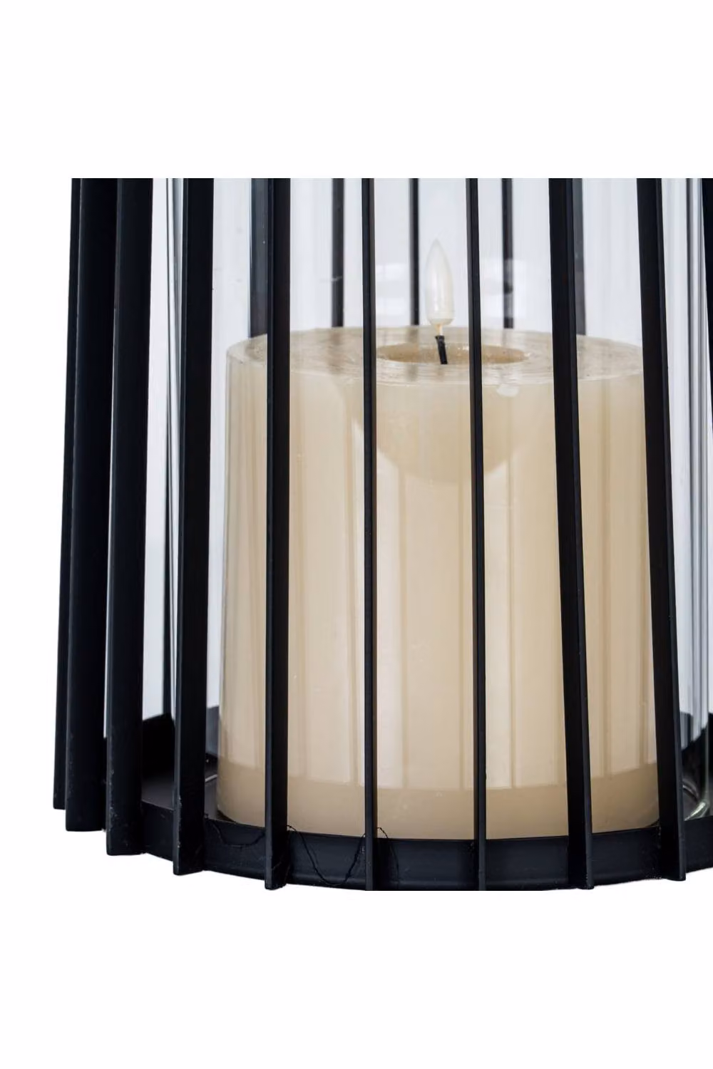 KDMD Lynk Large Black Metal Lantern with Glass Candle Holder and Handle – 3