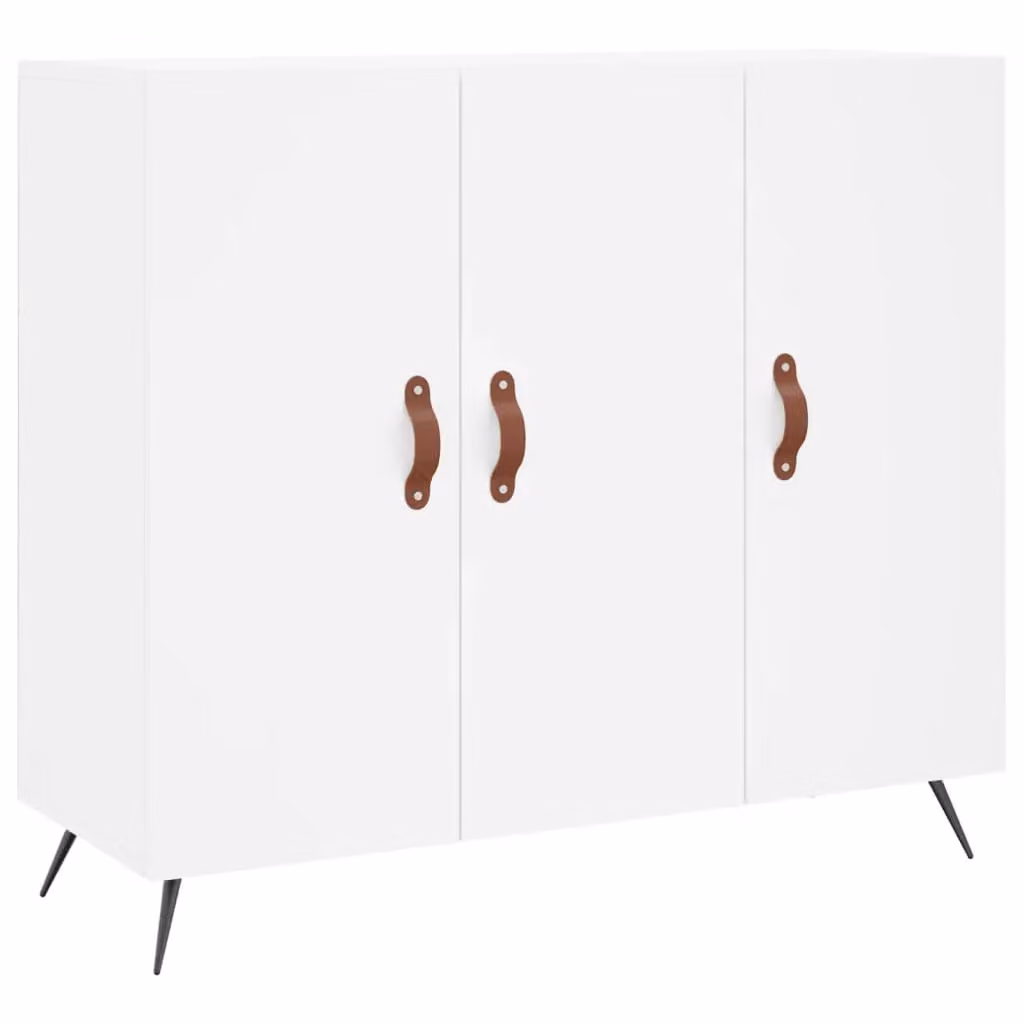 Berkfield Home Modern White Sideboard in Matt MDF and Metal, W/D/H: 90 x 34 x 80 cm – 2